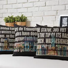 Креативный черный и белый текст Европейская сборка хлопковая диванная подушка, льняная Подушка домашний декор для дивана подушки