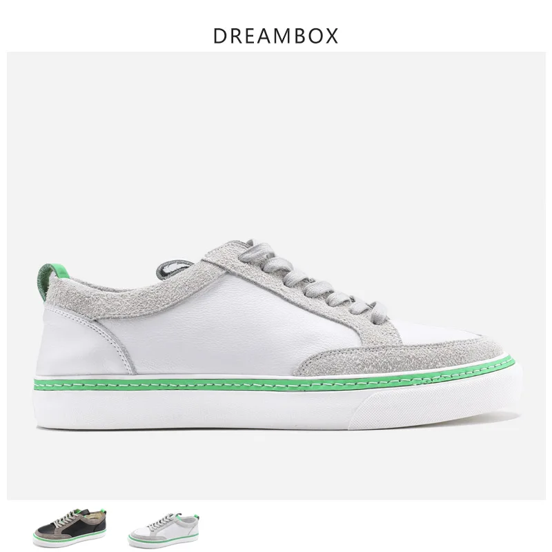 

2019 New Summer Leather Panel Shoes Men's Leather Breathable Flat Casual Shoes Wild Soft Bottom White Shoes British Wind