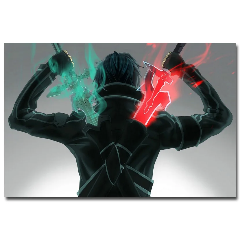 

NICOLESHENTING Sword Art Online 2 Kirito Asuna Silk poster 12x18 24x36inch Anime Pictures For Bedroom Living Room Decor SAO 039