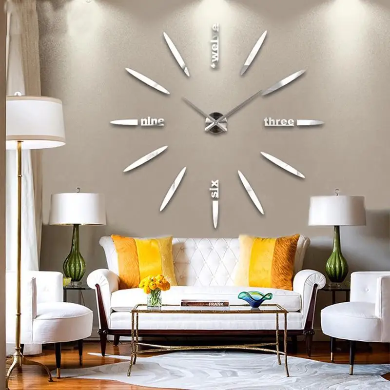 new wall clock living room diy 3d home decoration mirror large art