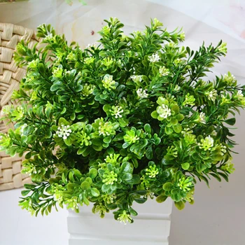 Hot 7 branchbouquet silk fake Green plant fake milan artificial grass with leaf Setting wall decoration flower accessories