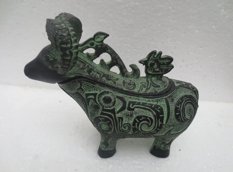 

Old Bronze sheep Jewelry Box Metal Crafts, Antique home Decorative Arts Animal statue
