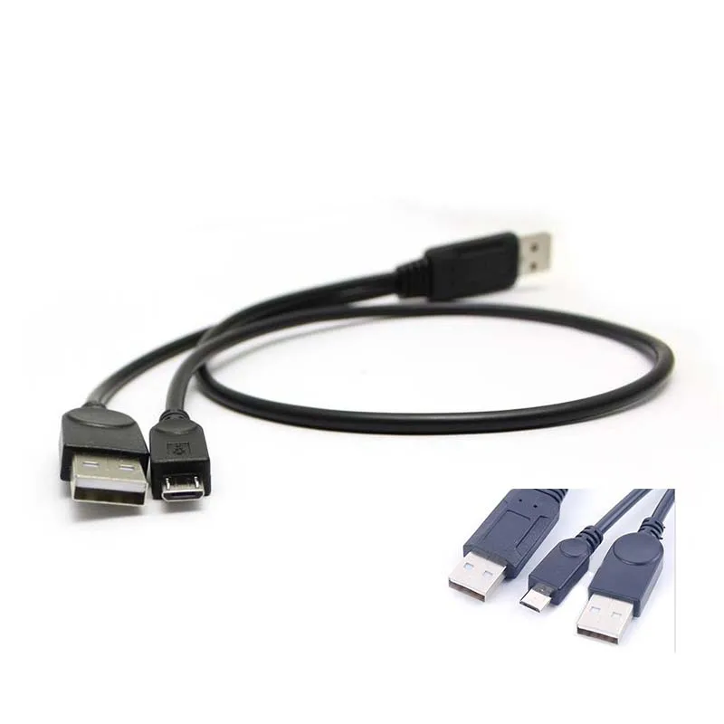 

USB 2.0 A male to A Male + Micro 5pin Male Data Power Y Cable HDD Hard Drive new