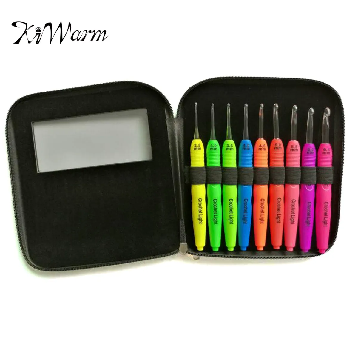 KiWarm 9pcs LED Light Up Crochet Lite Hook Batteries Weave Sewing