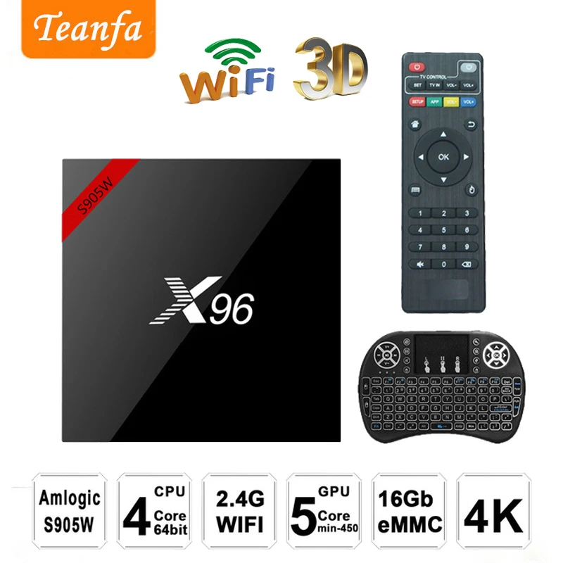 X96 ТВ-бокс android 7 1 Smart tv box 2 Гб 16 Kd 18 0 Мультимедийный проигрыватель с IPTV Amlogic S905W