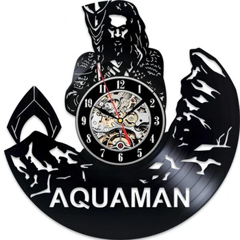 

Vinyl Record Wall Clock Modern Design Movie Theme Antique Style Creative Retro Aquaman Clocks Wall Watch Home Decor Silent
