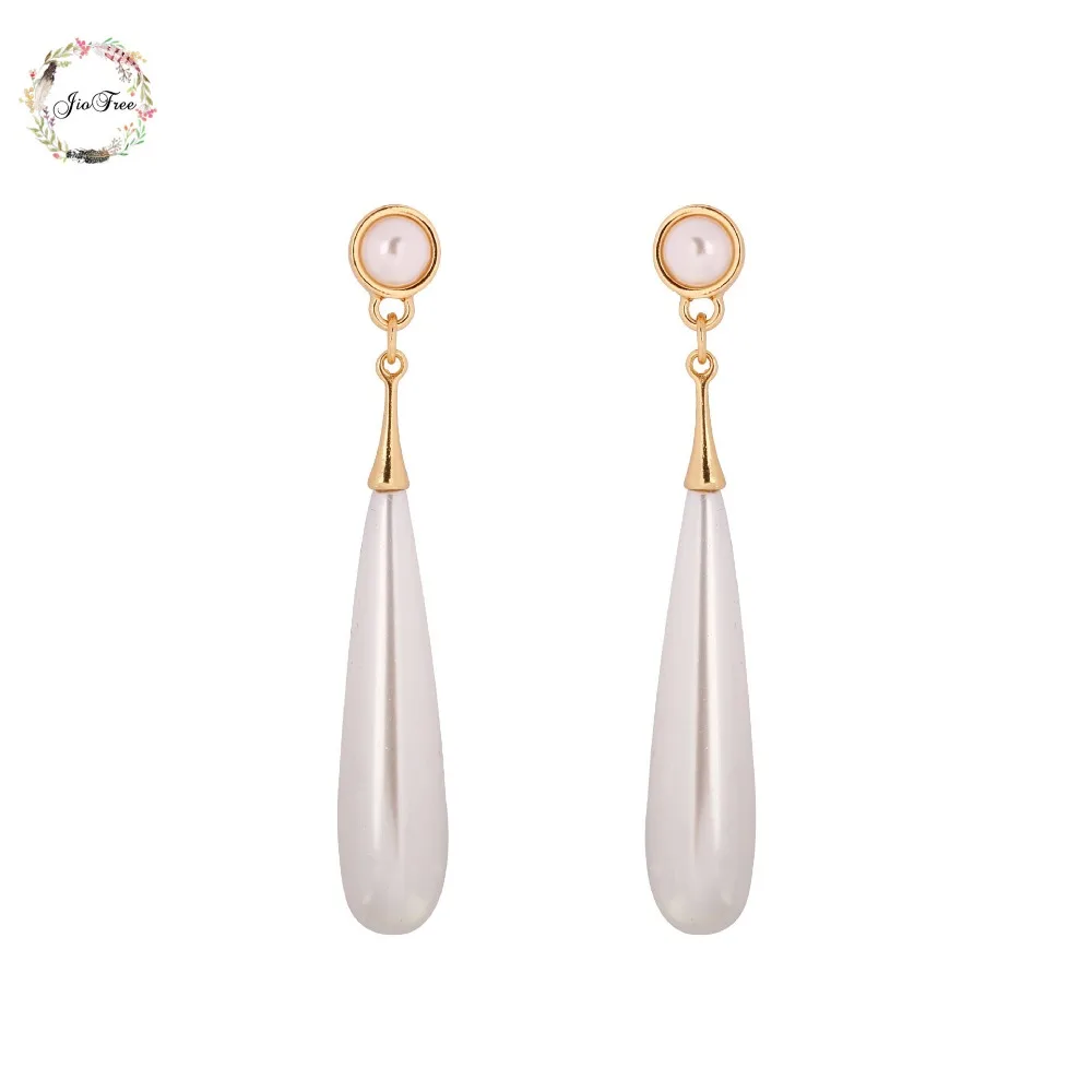 

JIOFREE long simulated pearl Waterdrop Clip on Earrings Without Piercing Party Weddng Romantic Nice Gift For Women Earrings
