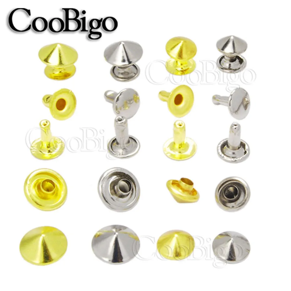 

50set 8mm 10mm Cone Double Rivet Stud Collision Nail Spike Bag Belt Garment Bracelet Metal For DIY Leathercraft Shoes