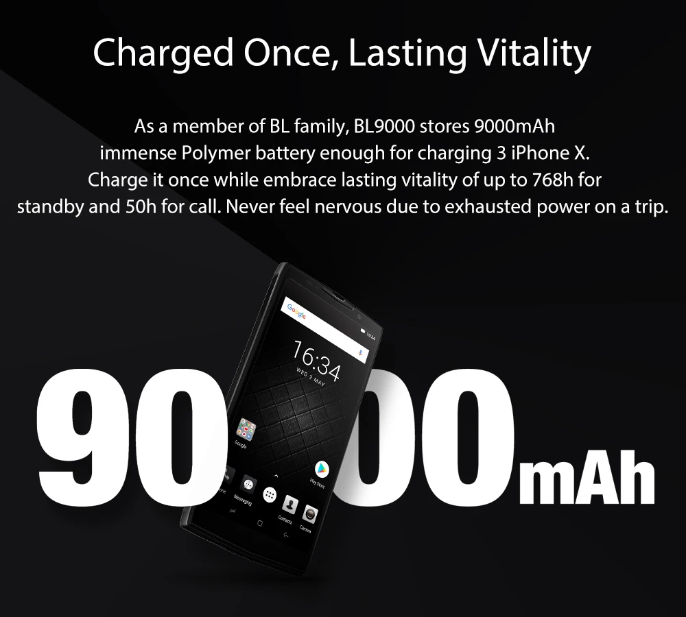 DOOGEE BL9000 Smartphone 5V5A Flash Charge 9000mAh Wireless Charge 6GB 64GB Helio P23 Octa Core 5.99" FHD+ Android 8.1