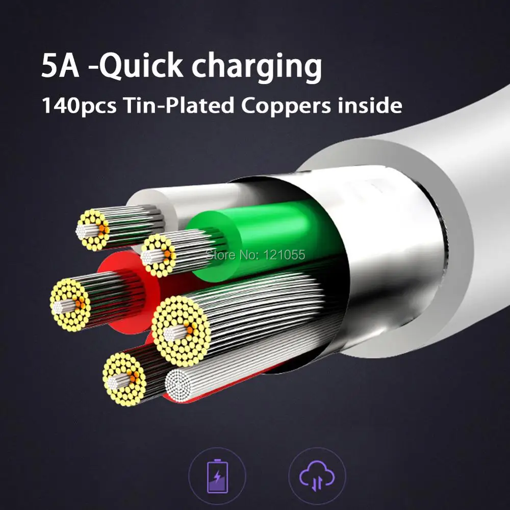 Кабель Supercharge Type C для Huawei xiaomi зарядный кабель Samsung LG USB 3 1 быстрой зарядки 0 шнур 5 А