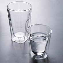 Креативная боросиликатная Стеклянная Двойная стеклянная термостойкая чашка для сока прозрачная Цветочная чашка для молока