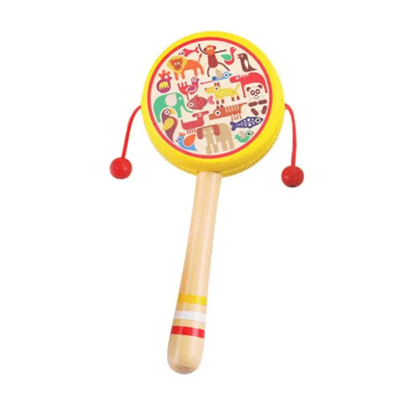 4 шт./компл. детская деревянная ручная барабан трещетка песочный молоток музыкальный инструмент игрушка дети мультфильм животных