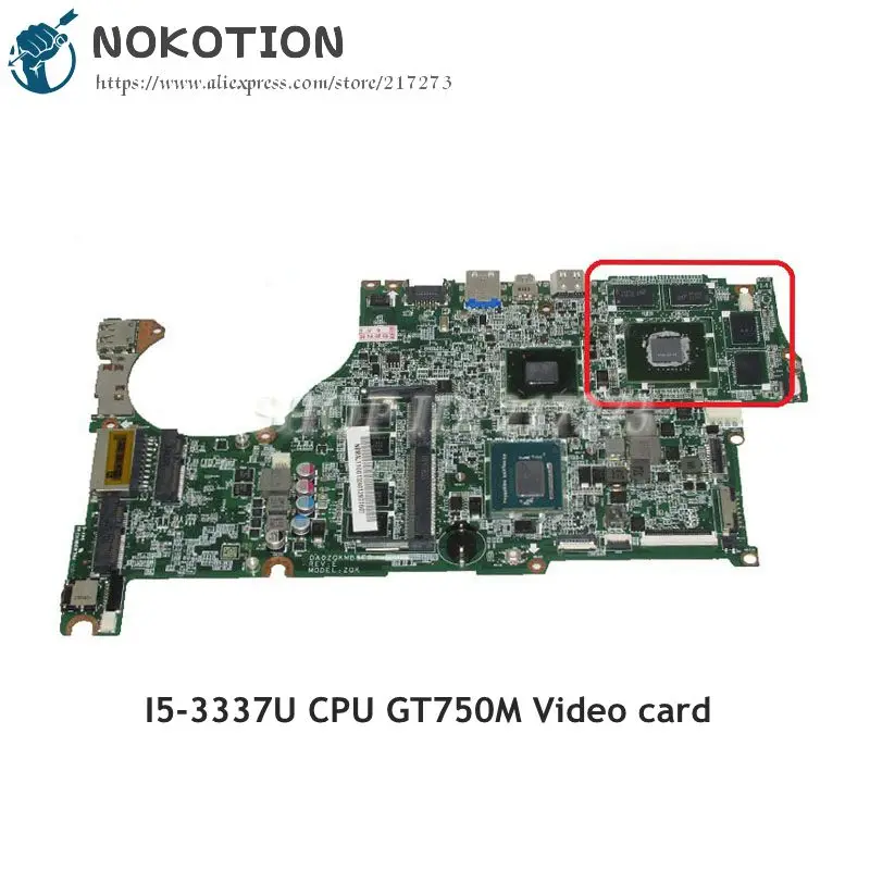  NOKOTION NBMAL11001 NB.MAL11.001 For Acer aspire V5-572G Laptop Motherboard DA0ZQKMB8E0 GT750M I5-3