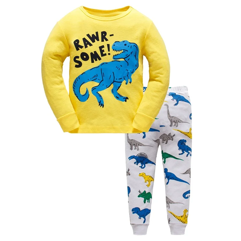 

2019 Children Christmas Pajama Sets Cartoon Boys Girls Outfits Baby Pijamas Sleepwear Dinosaur Cotton Pyjamas Children Clothing