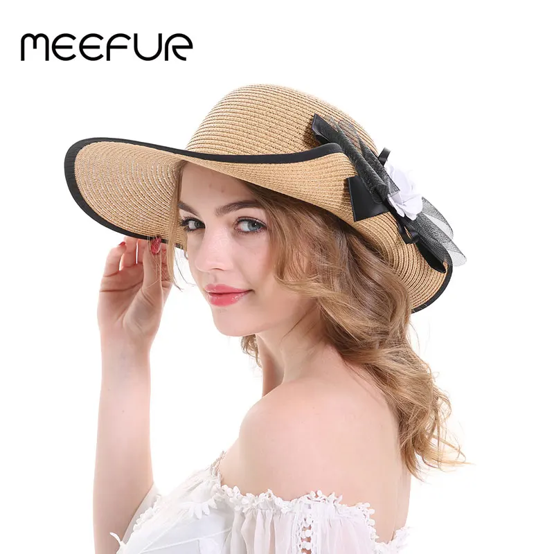 Buy MEEFUR summer fashion hats for women bow flower female summer beach hat sun