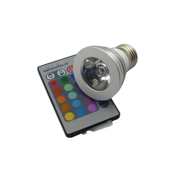 

2X Hot sales E27/MR16 3W RGB LED bulb 16 color changing spot light with 24 key IR remote controller free shipping