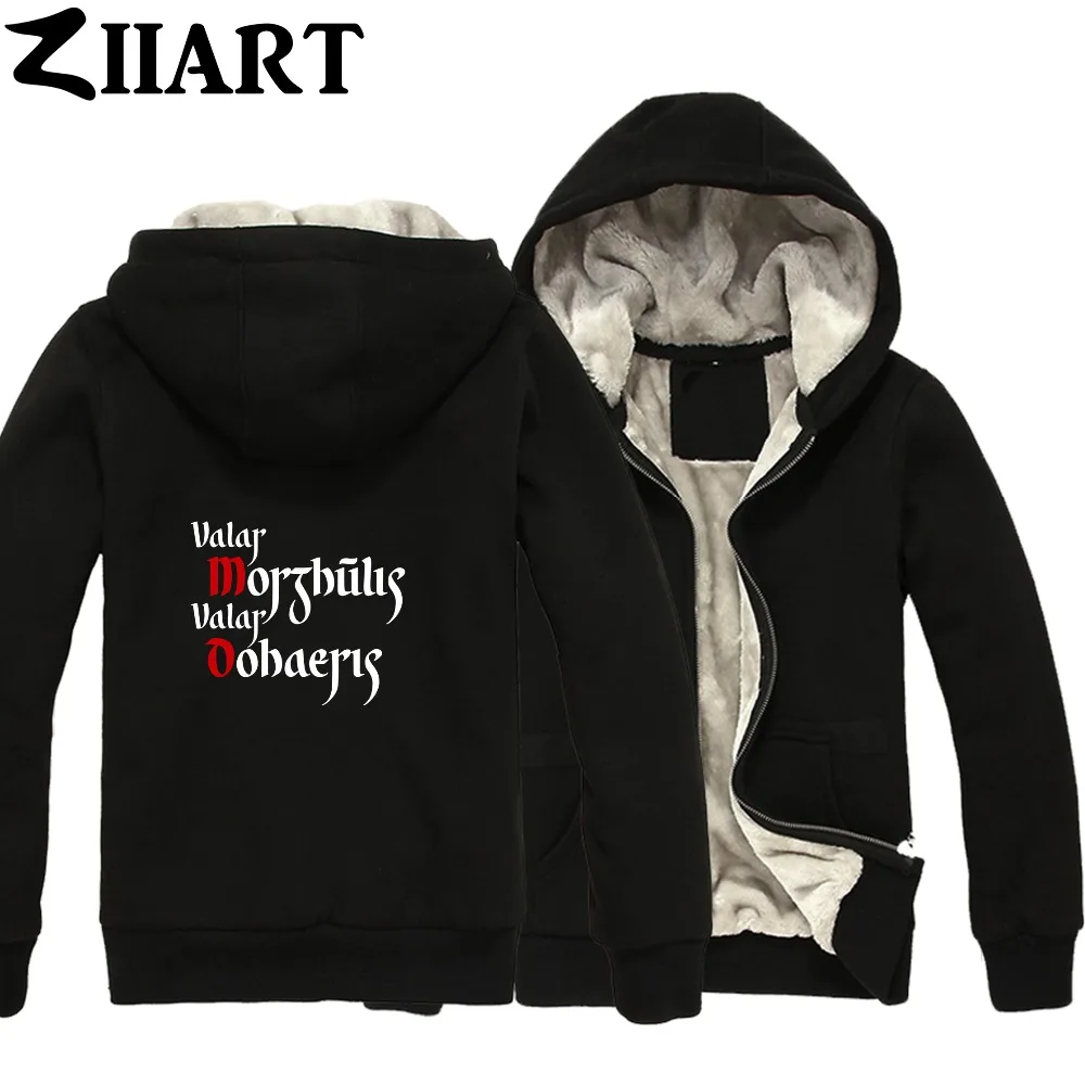 Valar morghulis Dohaeris/мужские бархатные парки на осень и зиму с молнией надписью M O |