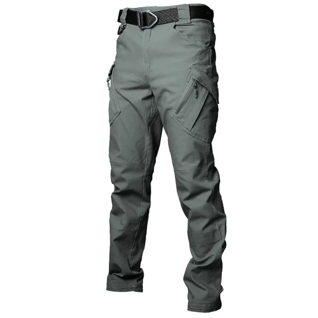 Уличные походные брюки IX9 городской спецназ армейские военные брюки-карго Тактические хлопковые Стрейчевые мужские походные повседневные брюки - Цвет: gray green