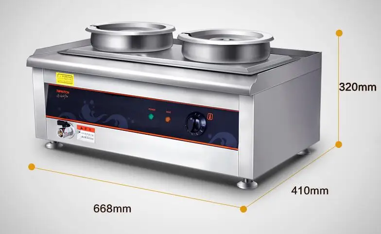Нержавеющая сталь теплая суп плита электрическая машина 14l 2pot тепла плита китайский сохранение печи для продажи