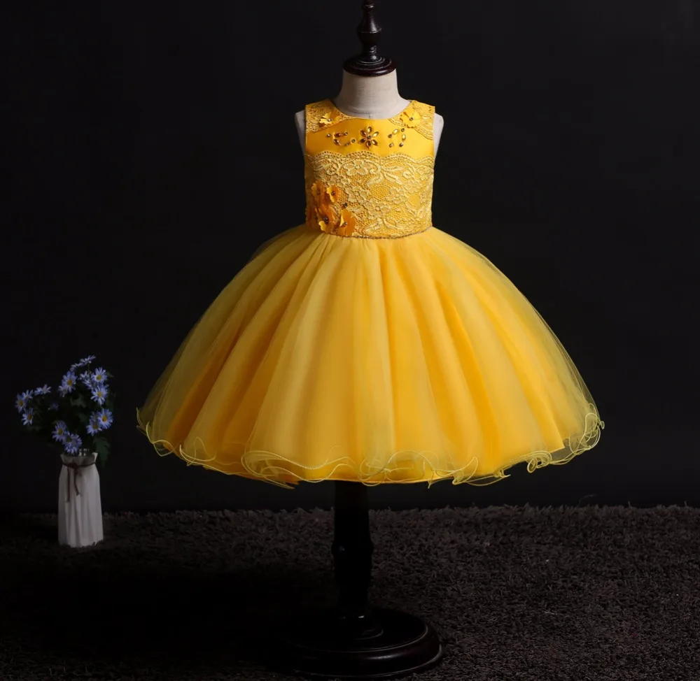Новая одежда для маленьких девочек платье принцессы для сцены украшение из драгоценных камней платье для девочек для вечеринки и свадьбы