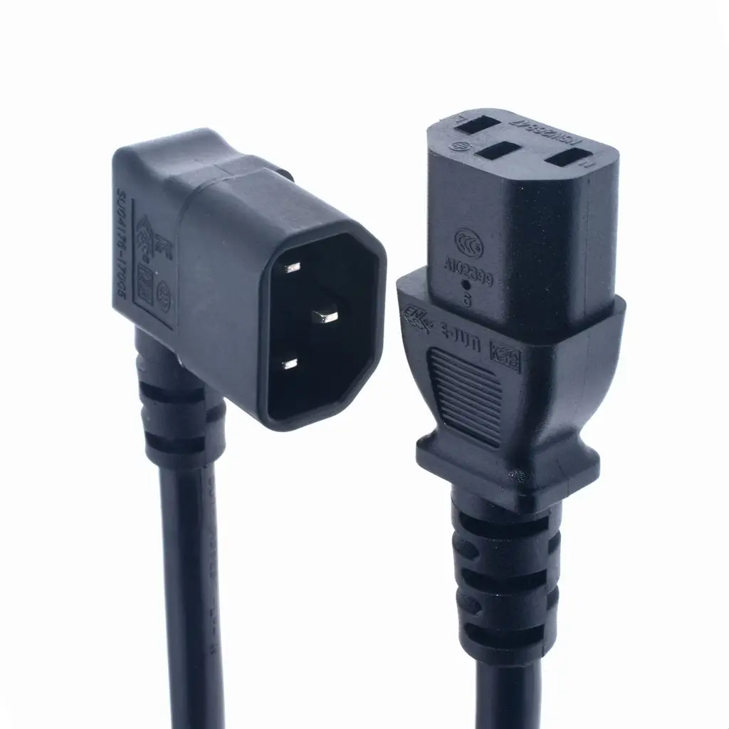

Left Angled IEC 320 C14 Male to C13 Female Cord, C14 Angled to C13 Power Extension Cable For PDU UPS,50cm availables