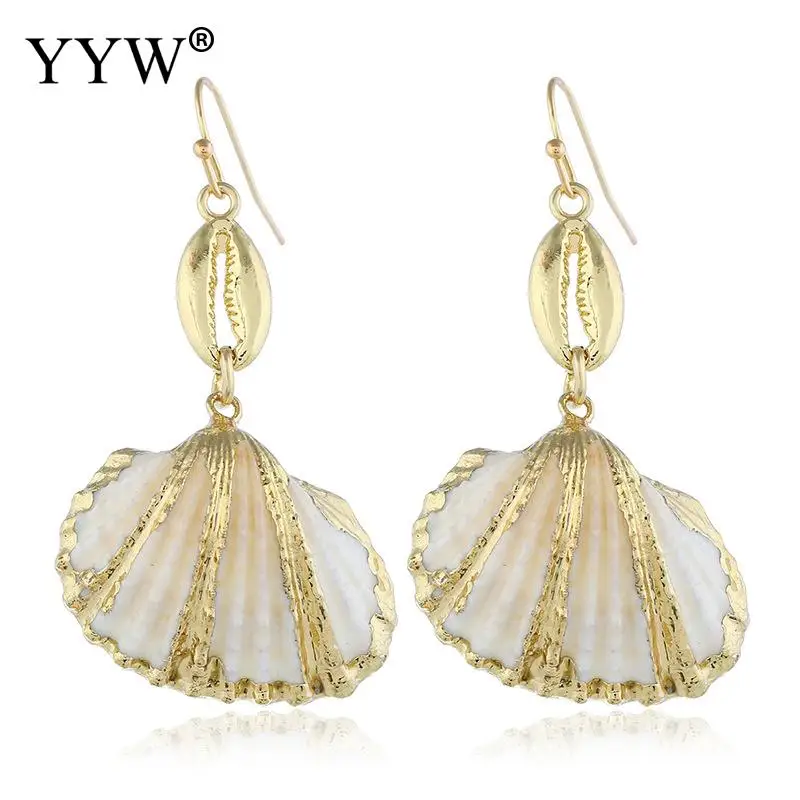 

Statement Drop Dangle Earrings For Women Gold Color Shell Shape Pendant Earring Weddings Party Irregular Geometric Jewelry Gift