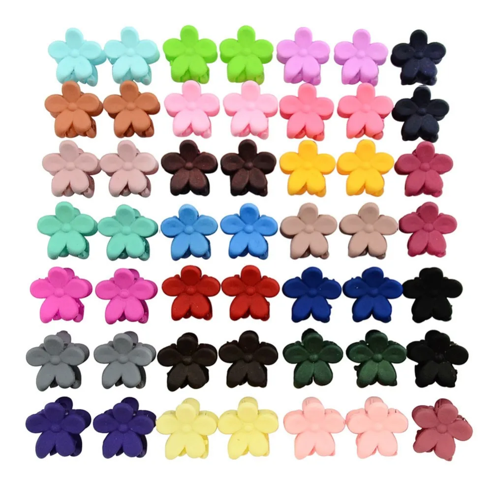

50pcs Flower Mini Hair Claws Hair Clips Children Cute Mix Candy Color Hair Accessories Baby Girls Birthday Gift Hairpins Clamp