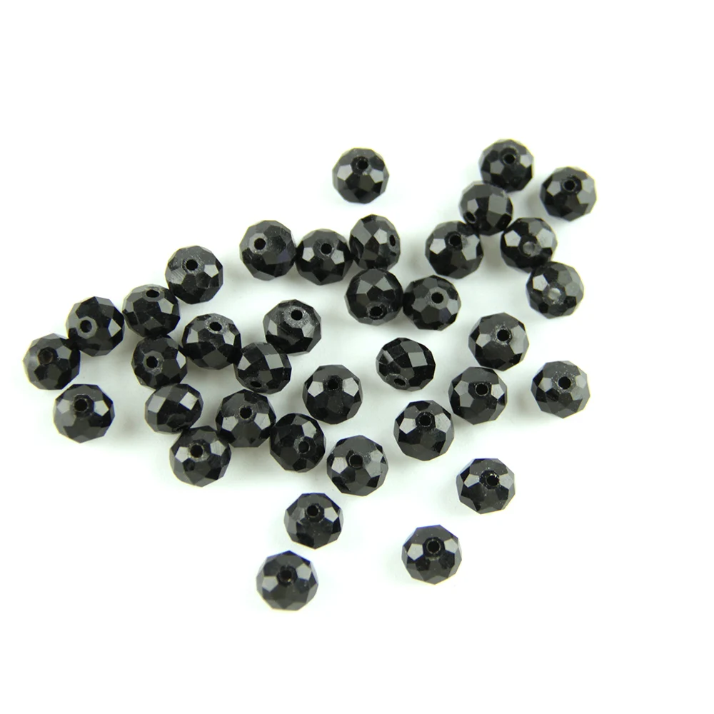 

Black Crystal Glass Rondelle Faceted Beads Glass Loose Beads Jewelry Making For Christmas Tree Decoration 2mm3mm4mm6mm8mm