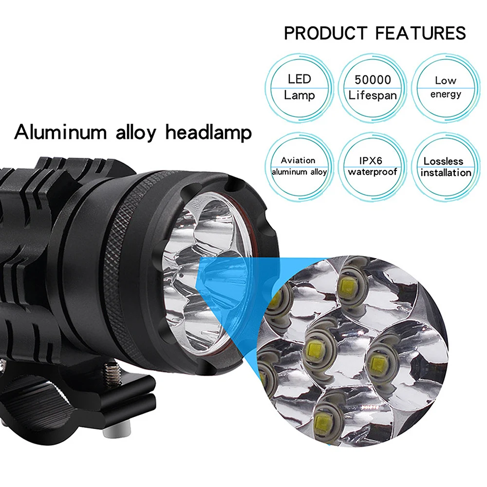 2 шт. универсальная 6LED фара для мотоцикла, водонепроницаемая противотуманная фара для Suzuki/Honda