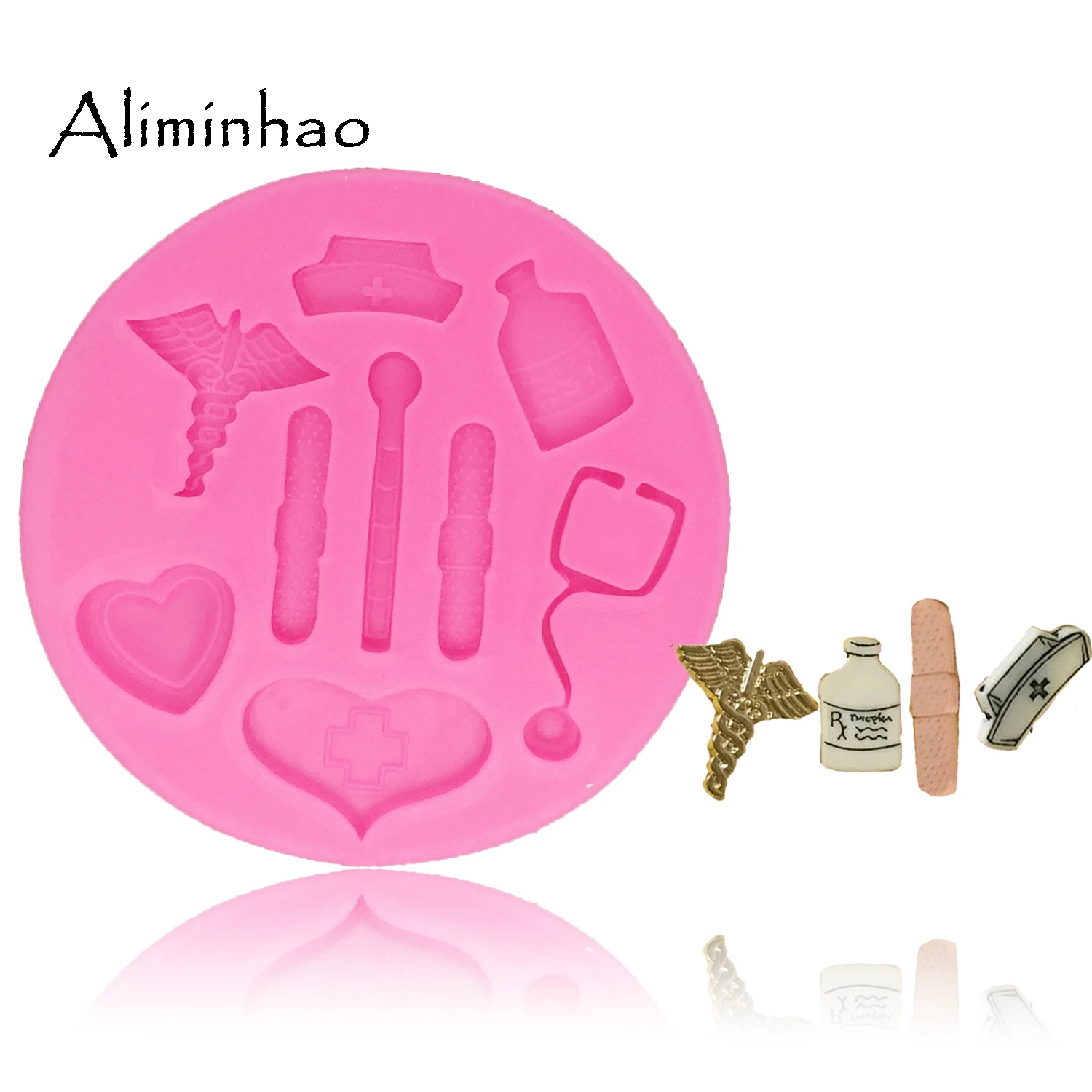 

B1400 Cake Tools nurse themed medical hat bottle heart tool medicine silicone mold Decorating Cupcake fondant tool mould