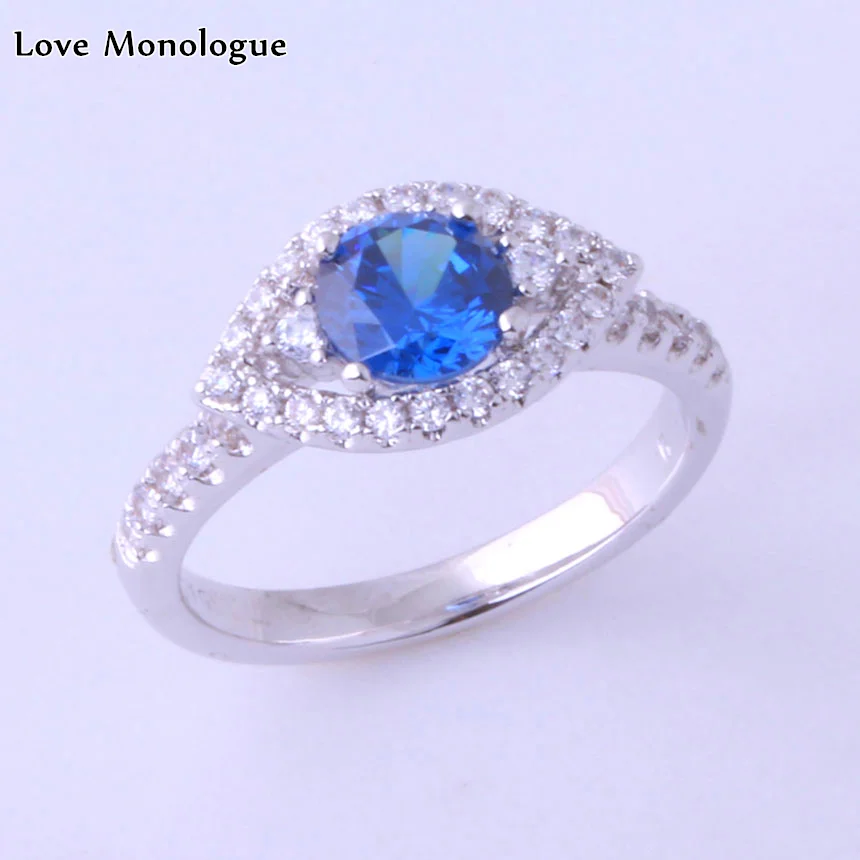 

Love Monologue Excellent Blue Crystal & Cubic Zirconia Silver Color Ring Jewelry for Christmas Gift X0003