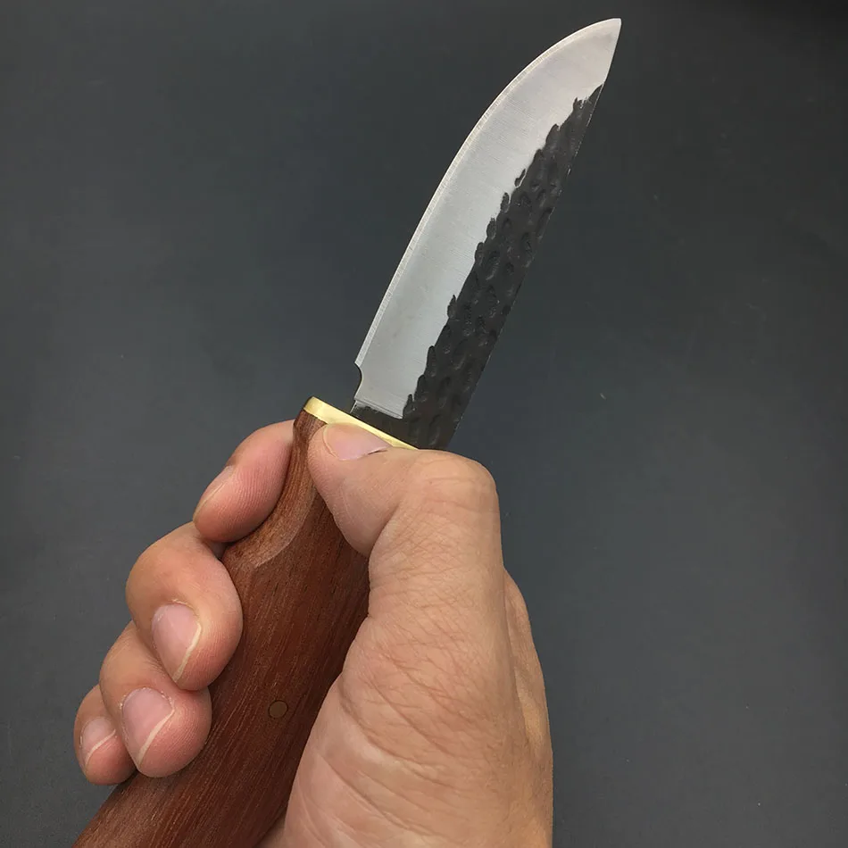 Деревянная ручка+ углеродистая сталь Открытый походный Нож портативные охотничьи ножи для выживания фиксированное лезвие инструмент для кемпинга