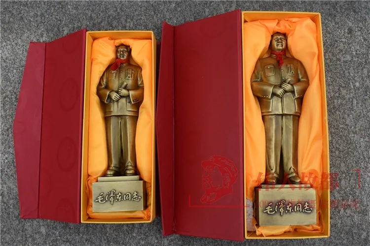 Домашнего офиса Топ Декор Арт# Китай Великий лидер Мао Цзэдун Мао украшения бронзовая скульптура+ коллекция книги