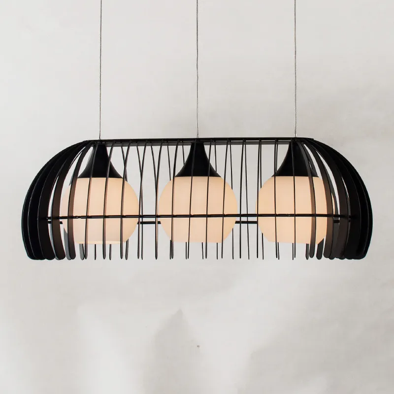 3 Heads Pendant Light Modern Minimalist Living Room Dinning Room Lighting Nordic Study Black White Iron Pendant Lamp