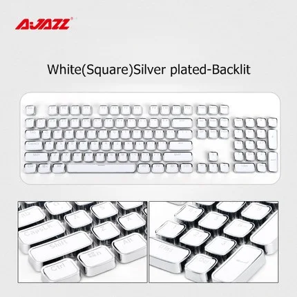 Ajazz электропокрытие панк-брелок стимпанк механическая клавиатура Keycap светильник передача двухцветная впрыска покрытием края - Цвет: Белый