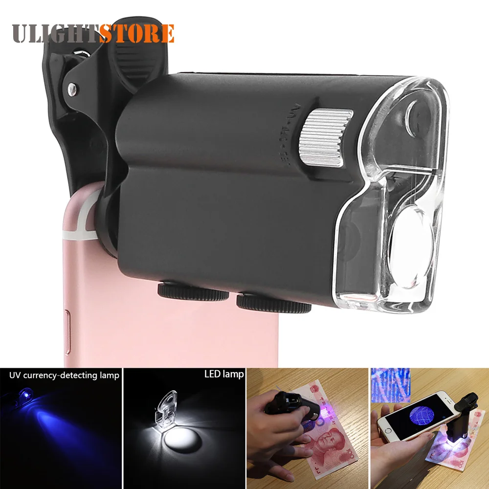 60x 100X Portable Multifunctional Adjustable Microscope Loupe Gem
