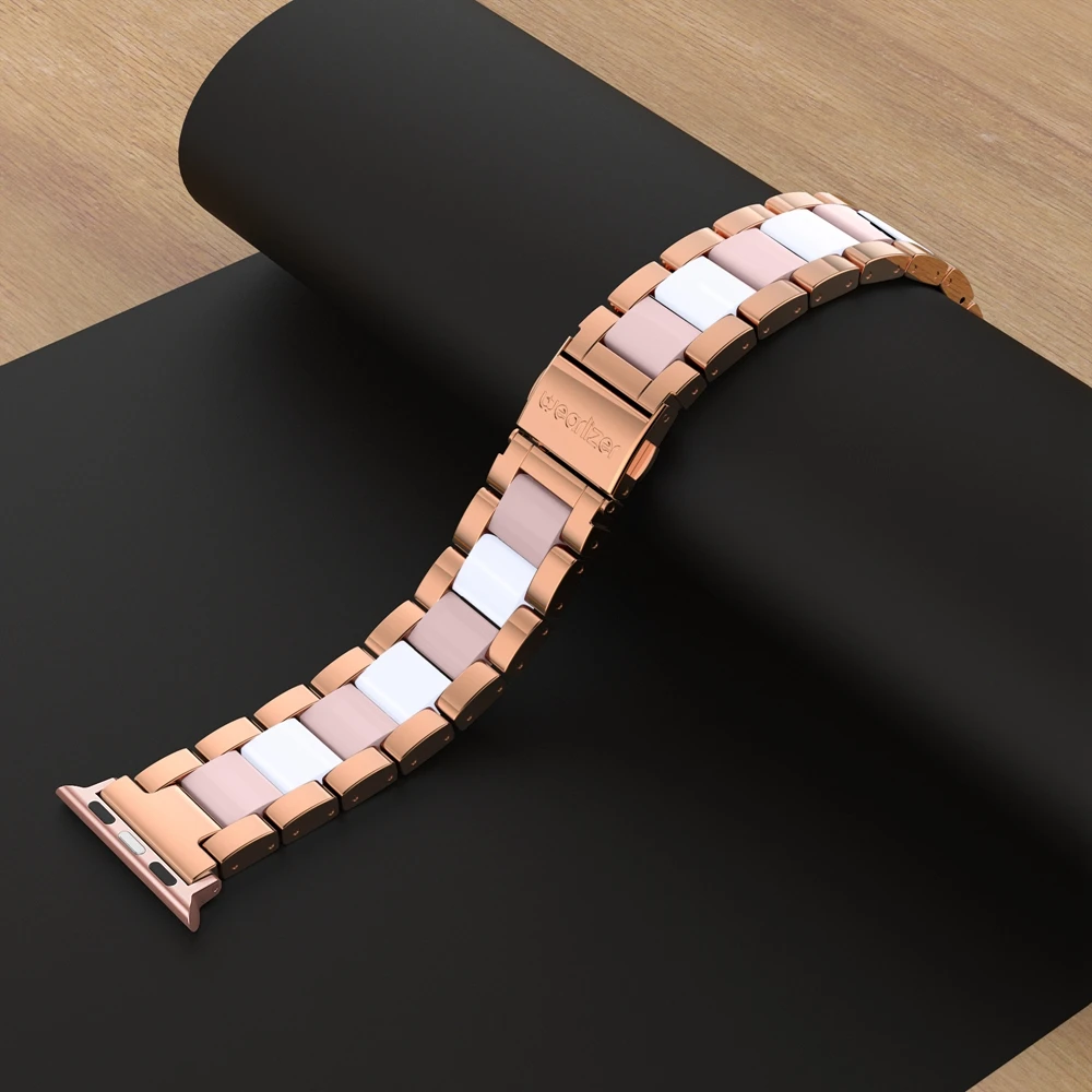Wearlizer Роскошный металлический ремешок из нержавеющей стали для Apple Watch Band 38 мм 42 мм соединяющий ремешок браслета для iwatch Series 5 4 3 2 1