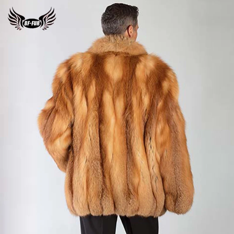 BFFUR мужская одежда Двусторонняя верхняя одежда из натурального Лисьего меха с широкой талией размера плюс парка с натуральным мехом пальто высшего качества