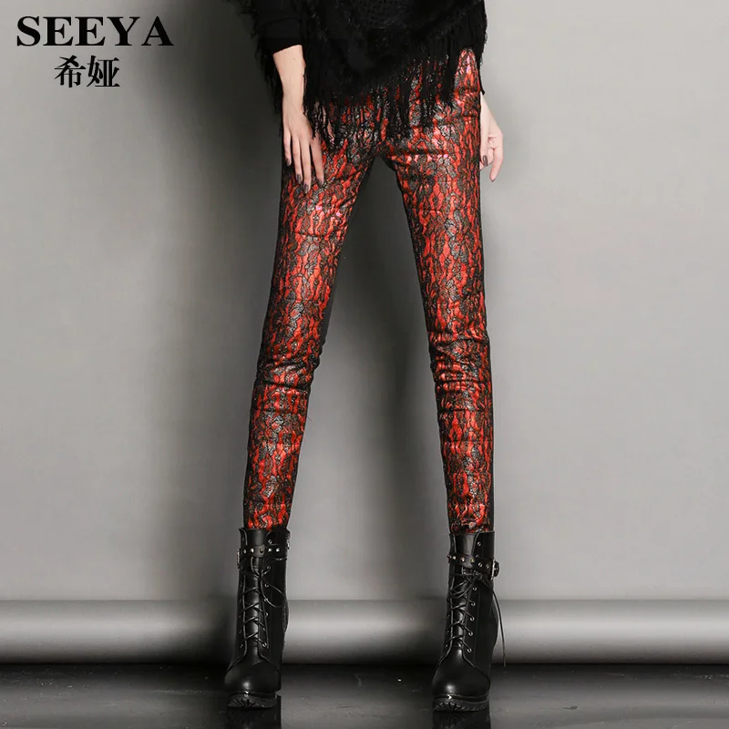 

Winter slim pants lace slim down pants wearing women's cashmere trousers with Leggings Pants
