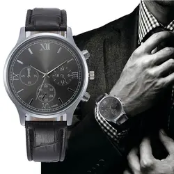 Migeer Для мужчин бренд часы римскими цифрами кожа наручные часы мужской mi16