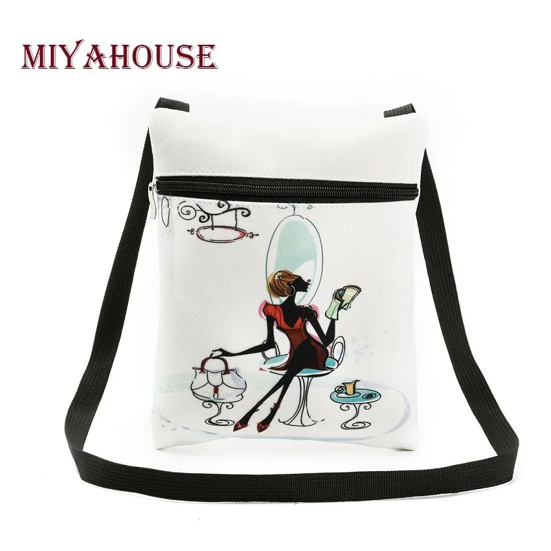 

Miyahouse Fashion Lady Printed Small Shoulder Bag Women Mini Girls Phone Flap Bag Cotton Fabric Messenger Bag Female