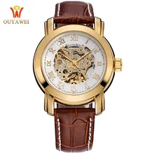 Top Brand Luxury Fashion Casual Stainless Steel Men Mechanical Watch Skeleton Automatic Watch For Men Dress Wristwatch OUYAWEI