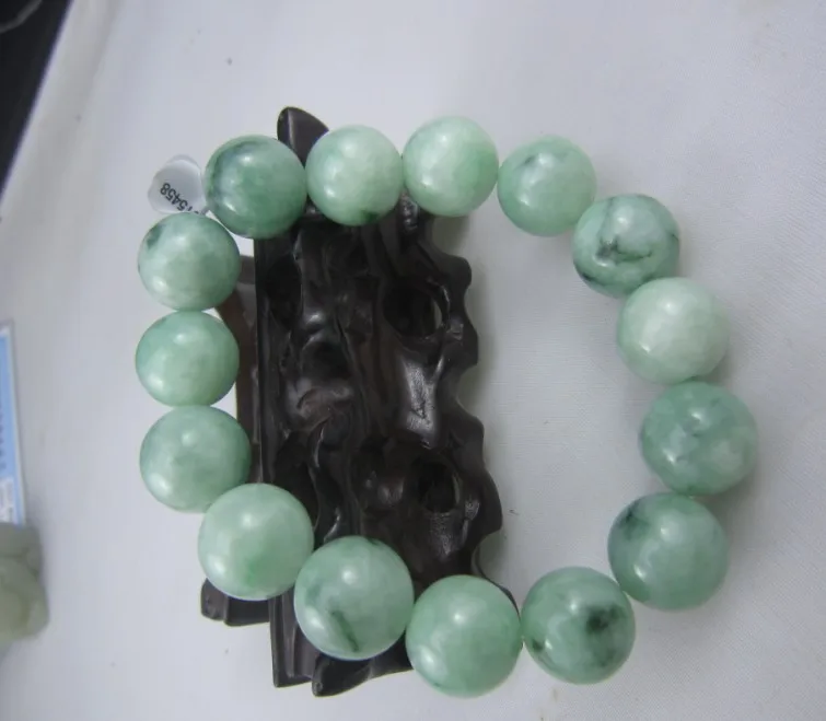 

100% NATURE GRADE "A " GREEN 13MM BEADS JADE JADEITE BRACELET Strands