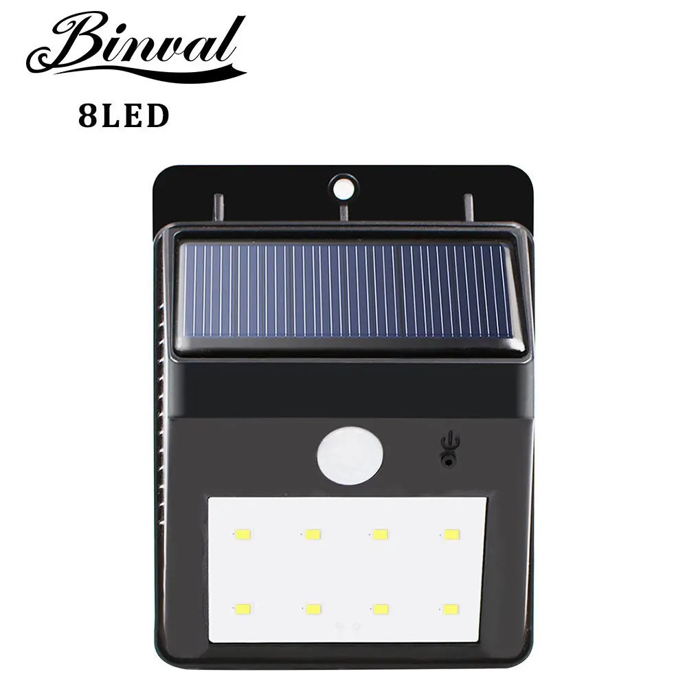 Koop Binval Zonne verlichting Super Heldere 8 LED Waterdichte Motion Sensor Beveiliging Licht Afneembare Ontwerp Wandlamp voor Deck Patio