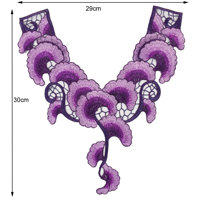 Фиолетовая Венецианская шифоновая кружевная ткань платье аппликация мотив блузка швейная отделка, «сделай сам» на декольте Воротник украшение костюма Скрапбукинг