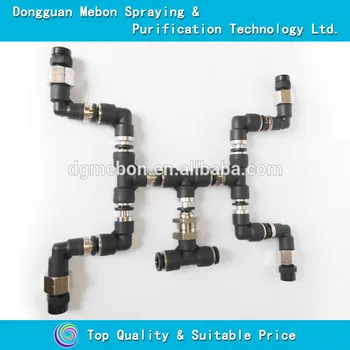 

50 pcs of 4 way slip lock plastic fog nozzle(1/4 pneumatic fittings) with 50 meters of pipe