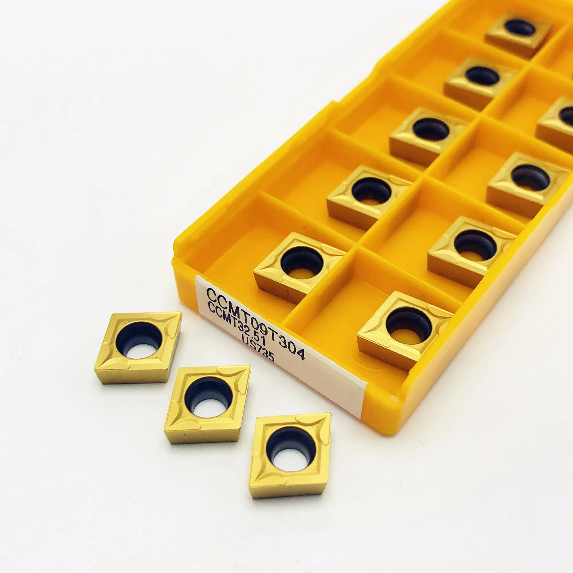 

10PCS Carbide insert CCMT09T304 CCMT32.51 US735 metal turning tool tool lathe tool CCMT 09T304 face milling cutter CNC tool