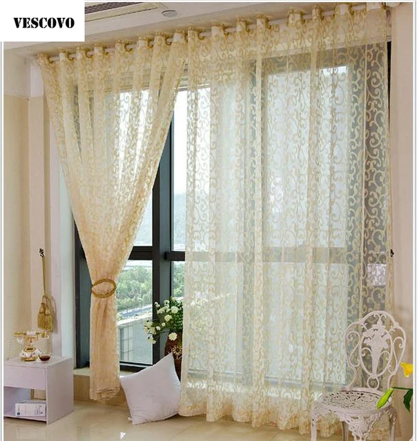Vescovo Golden Tulle Curtains For Living Room European Window Sheer Vescovo Golden Tulle Curtains For Living Room European Window Sheer Bedroom Kitchen Voile