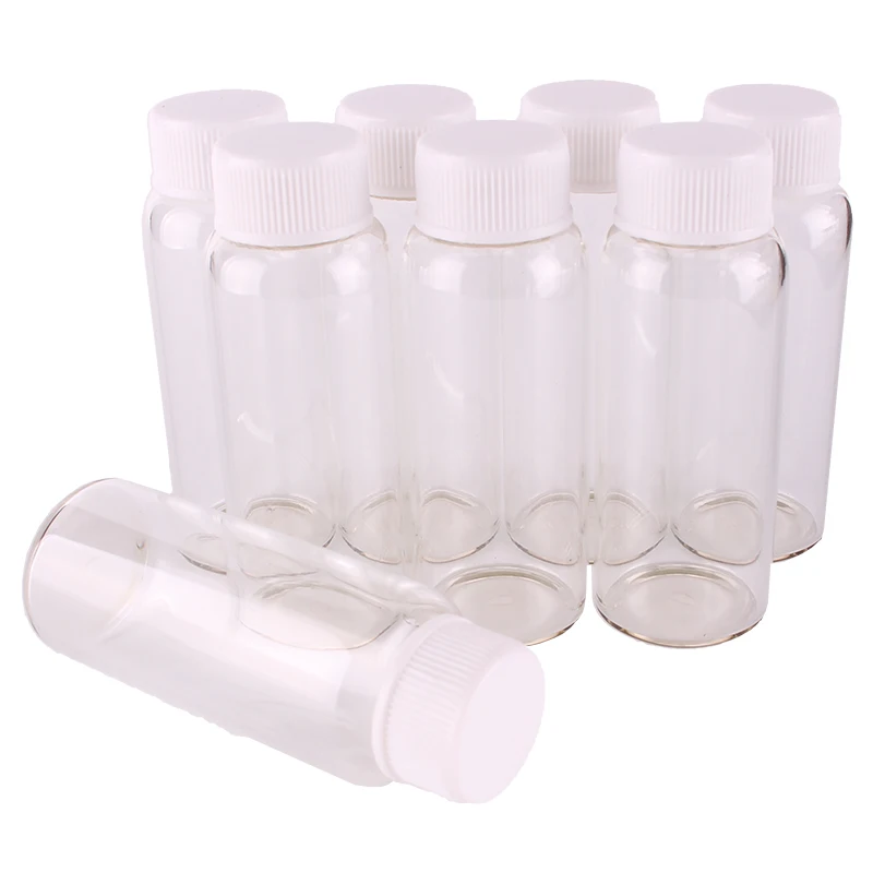 24 шт. 27*70 мм 25 мл прозрачный стеклянный парфюм специй контейнер для бутылок с белой пластиковой винтовой крышкой крошечные баночки-флаконы DIY Craft