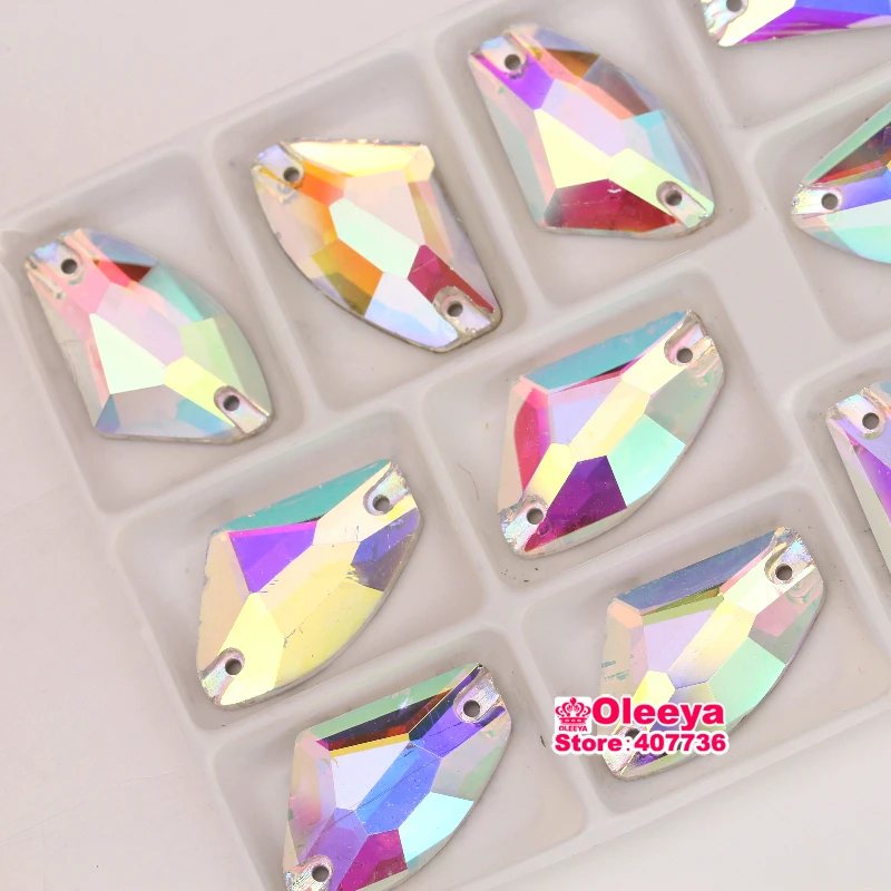 

Crystal AB All Sizes AX Shape Sew On Rhinestone Crystal Galactic Shape Glass Sewing Crystal Buttons Y1196